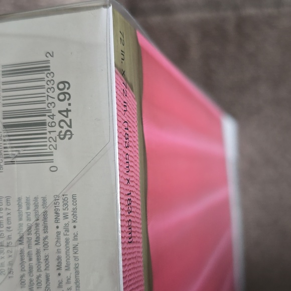 THE BIG ONE PINK 15-PIECE BATH SET SHOWER CURTAIN RUG RINGS LINER SET - Picture 4 of 8